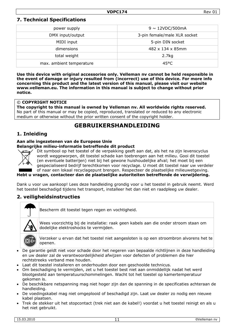 Bruike, Ershan, Ndleidi | Velleman VDPC174 User Manual | Page 11 / 47