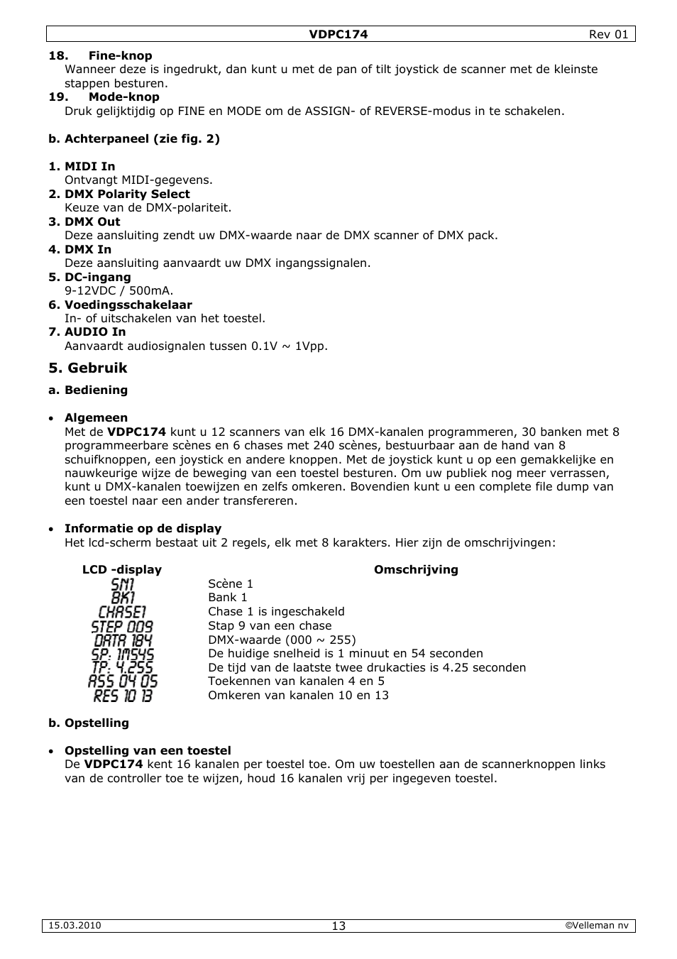 Velleman VDPC174 User Manual | Page 13 / 47