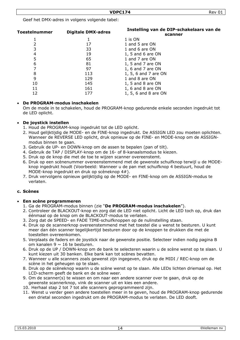 Velleman VDPC174 User Manual | Page 14 / 47