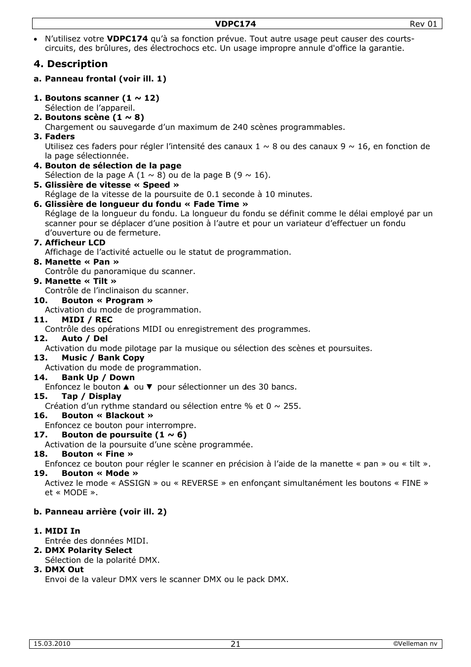 Velleman VDPC174 User Manual | Page 21 / 47