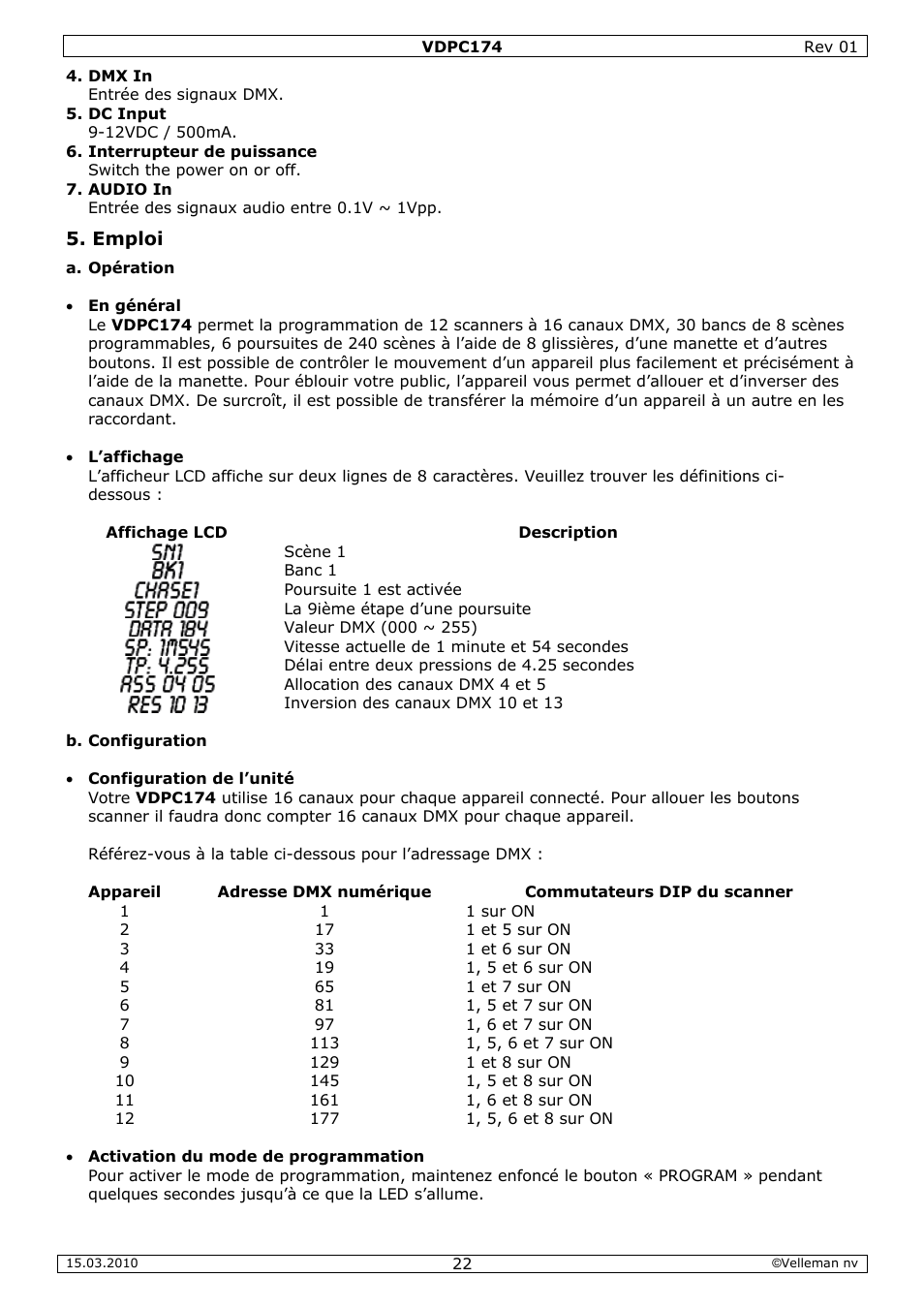 Velleman VDPC174 User Manual | Page 22 / 47