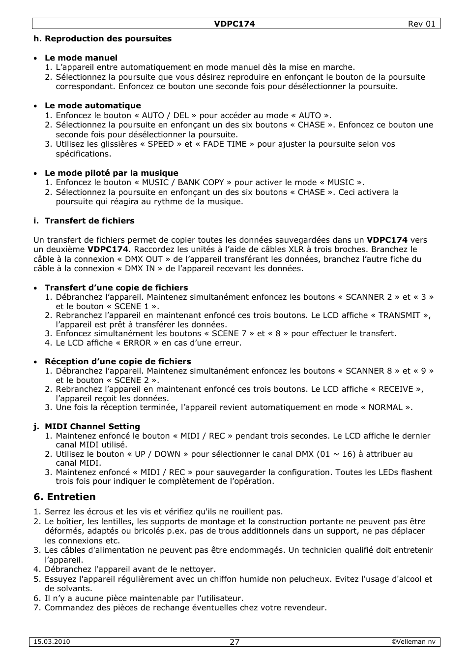 Velleman VDPC174 User Manual | Page 27 / 47