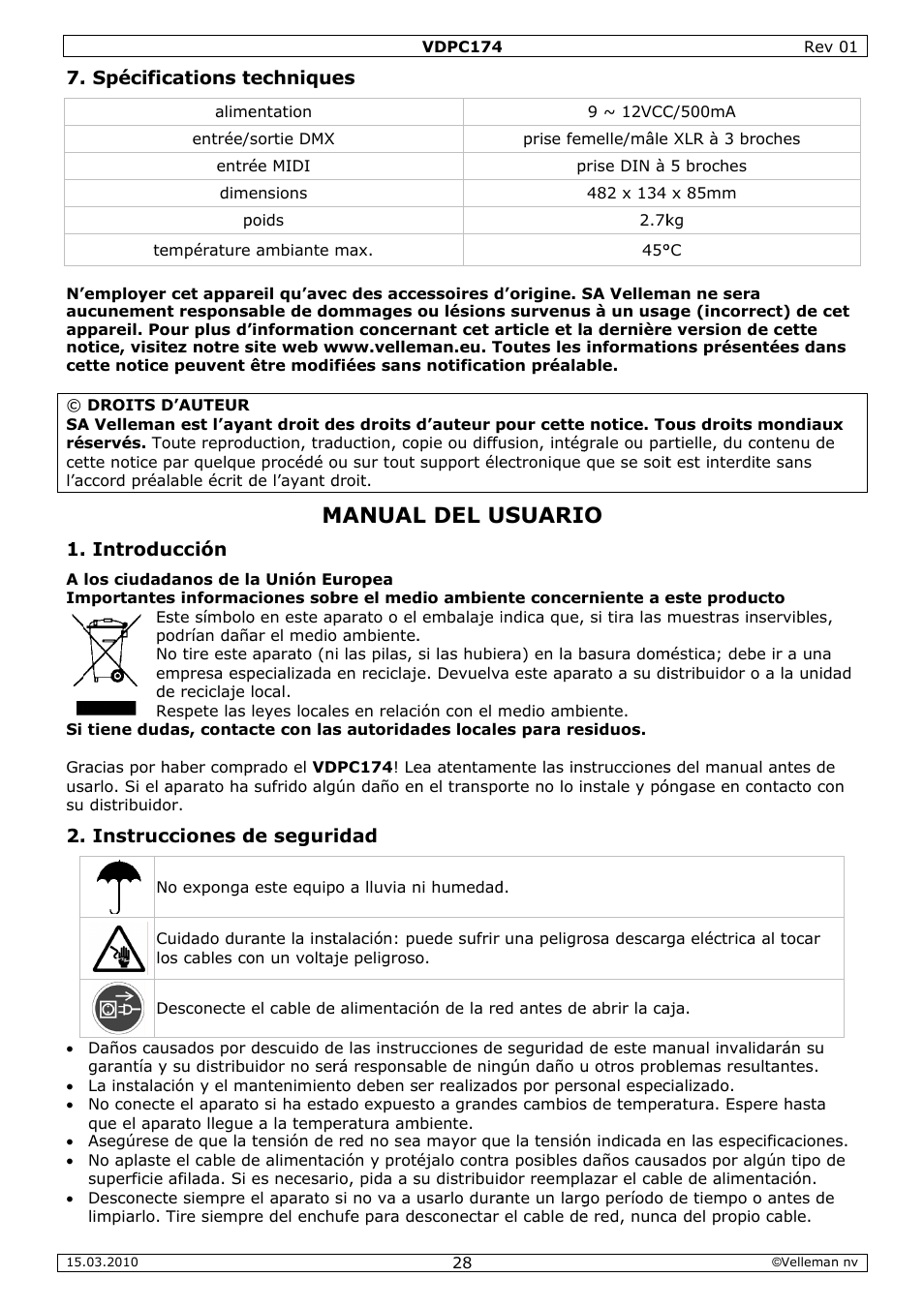 Manual, L del u, Usuari | Velleman VDPC174 User Manual | Page 28 / 47