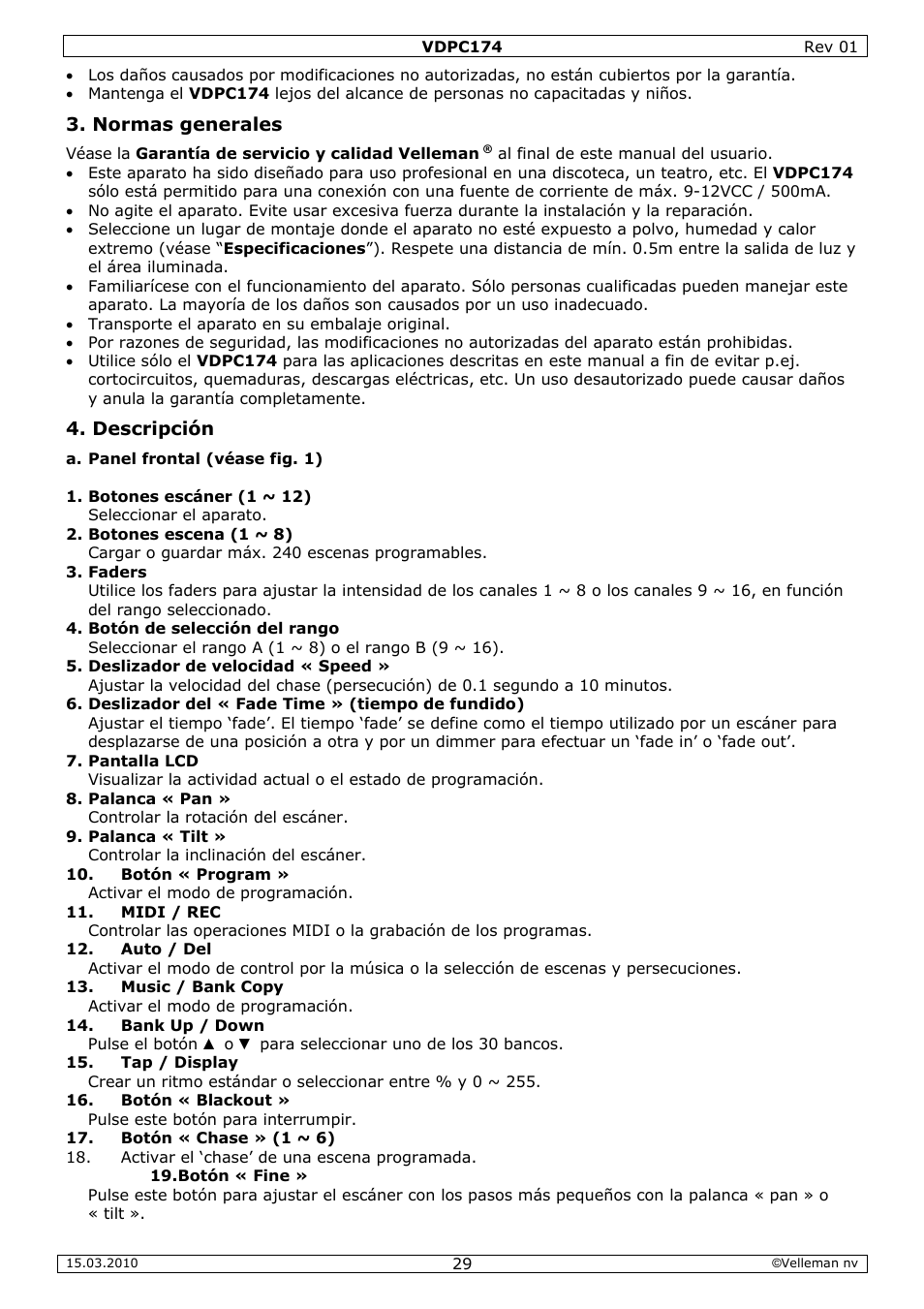 Velleman VDPC174 User Manual | Page 29 / 47