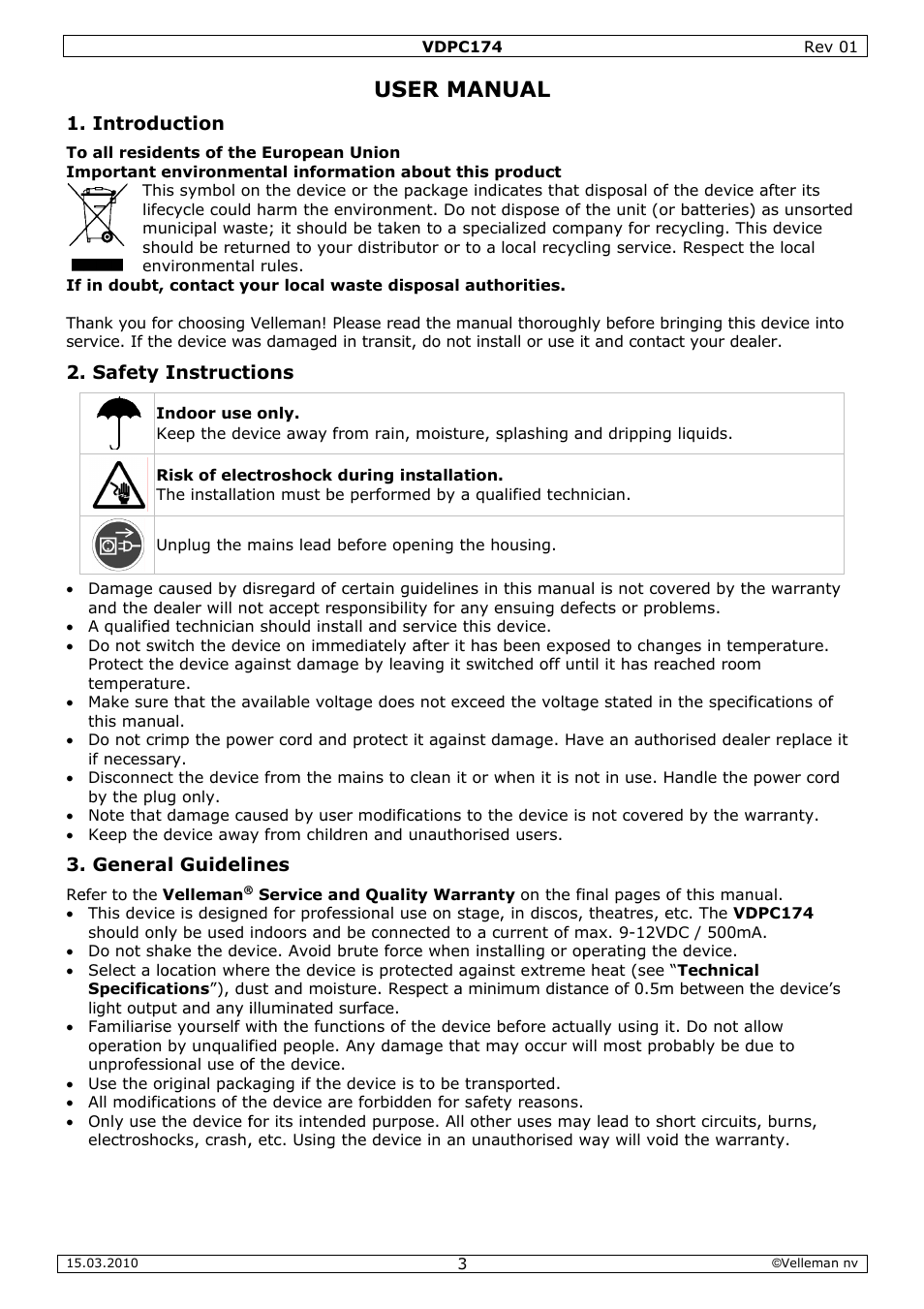 Er man | Velleman VDPC174 User Manual | Page 3 / 47