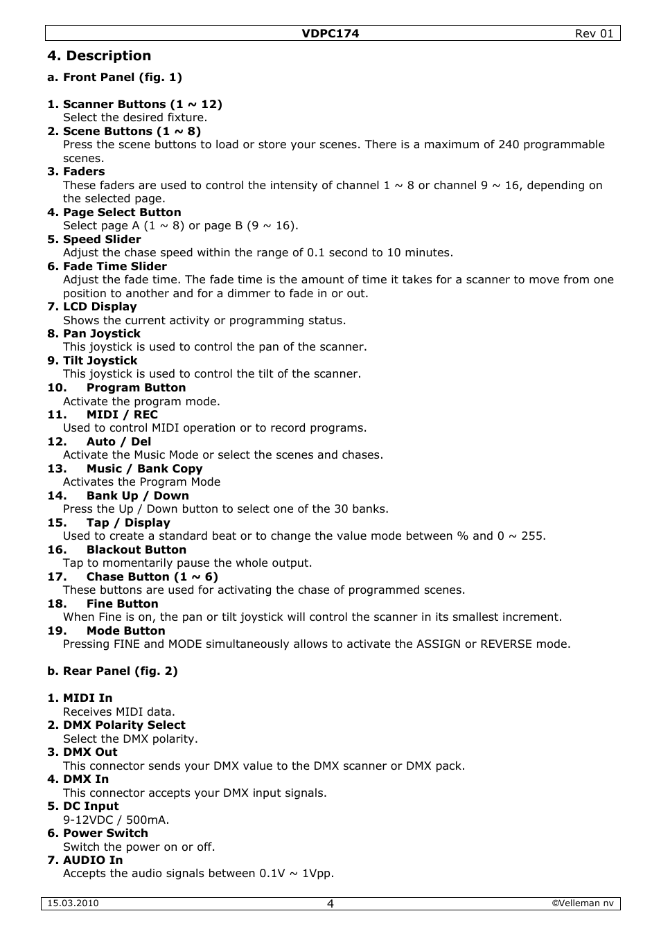Velleman VDPC174 User Manual | Page 4 / 47