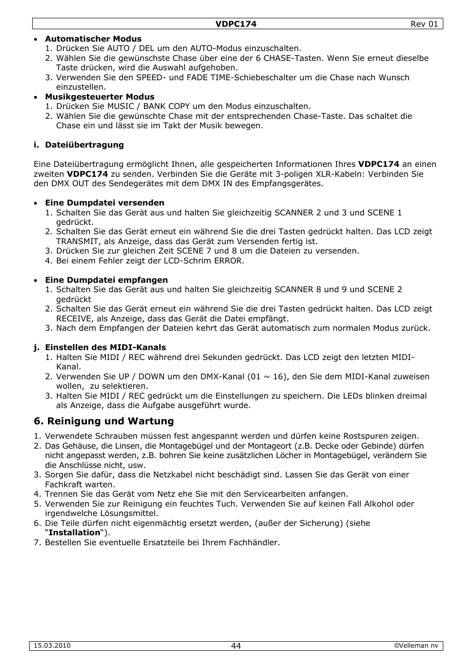 Velleman VDPC174 User Manual | Page 44 / 47