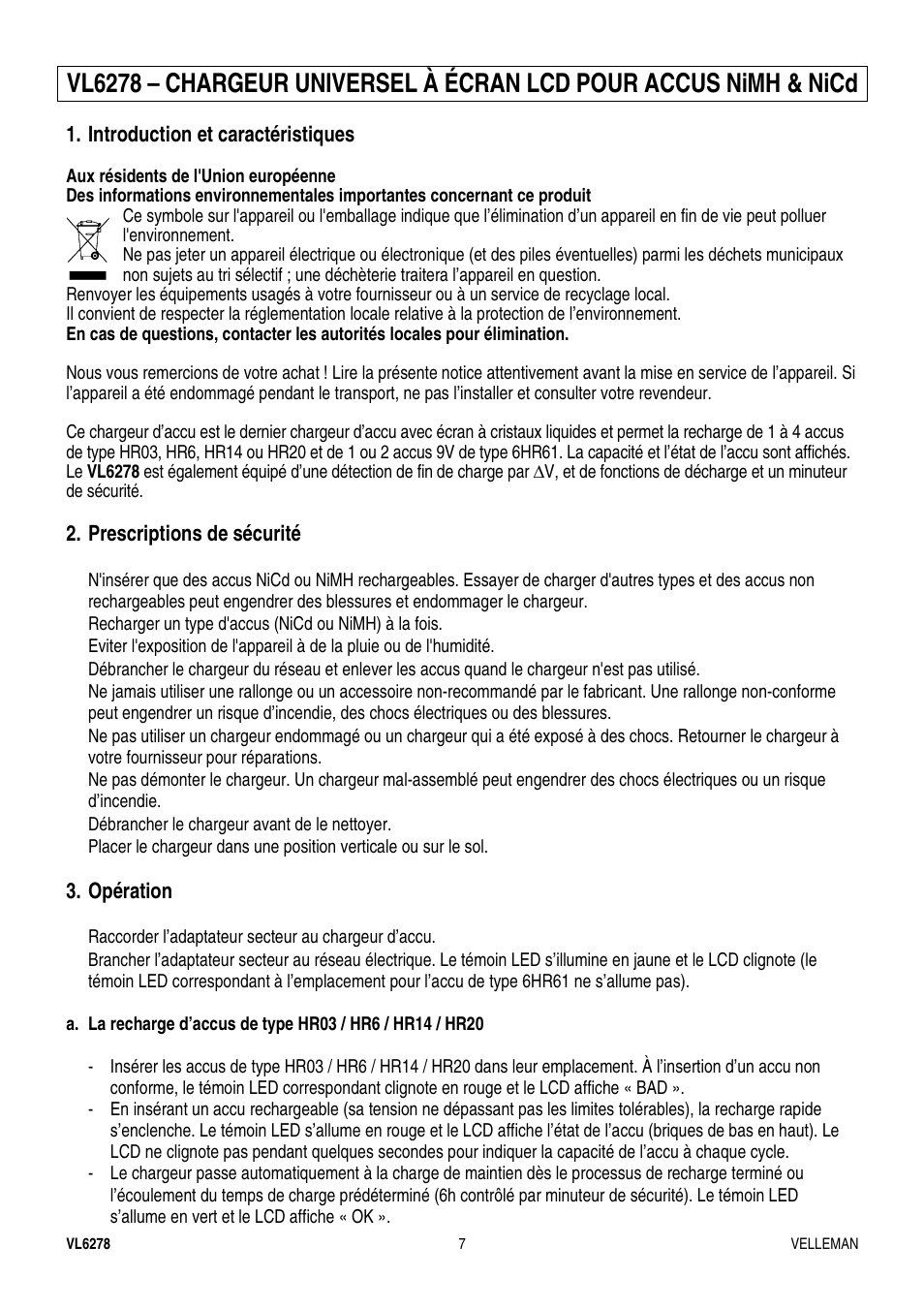 Velleman VL6278 User Manual | Page 7 / 12