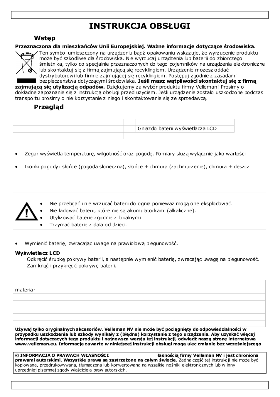 Instrukcja obsługi | Velleman WC35 User Manual | Page 9 / 12