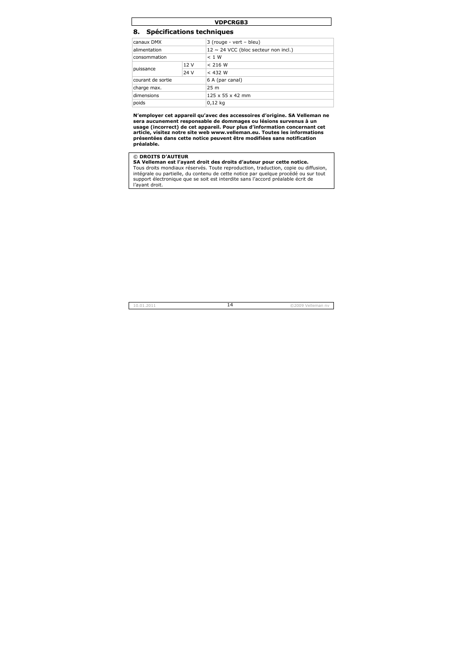 Velleman VDPCRGB3 User Manual | Page 14 / 26