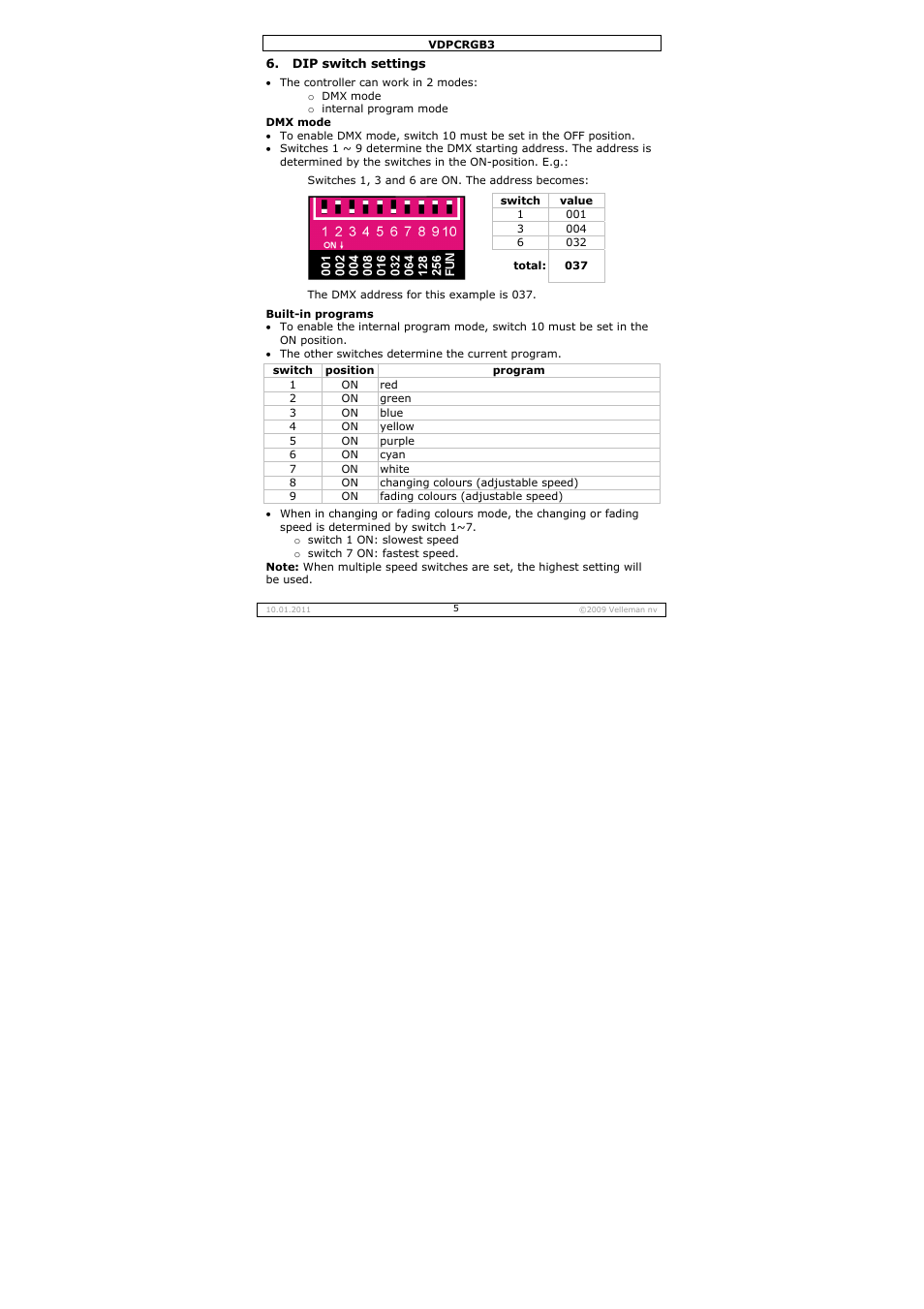 Velleman VDPCRGB3 User Manual | Page 5 / 26