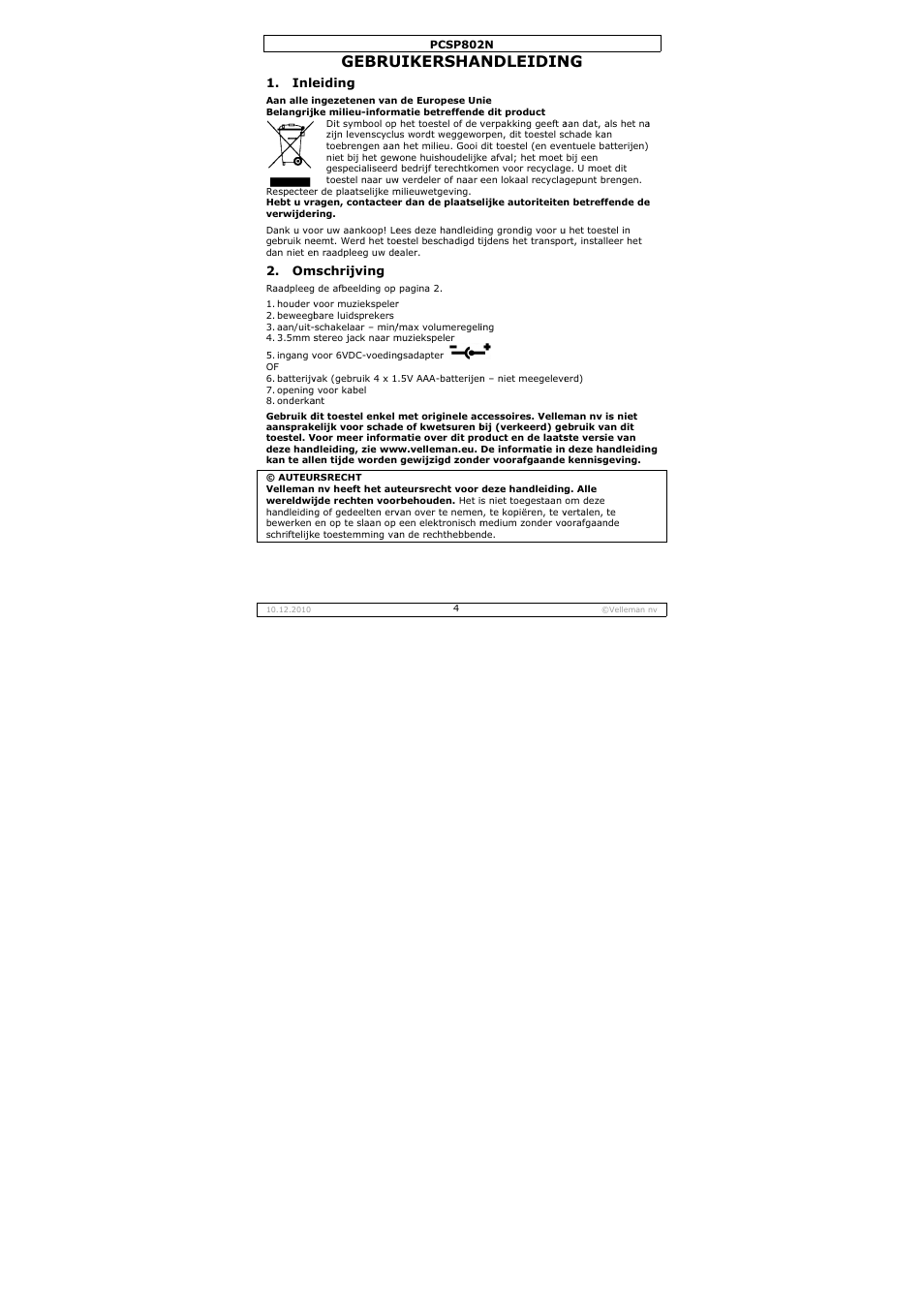 Gebru, Uikersha, Ndleidin | Velleman PCSP802N User Manual | Page 4 / 12