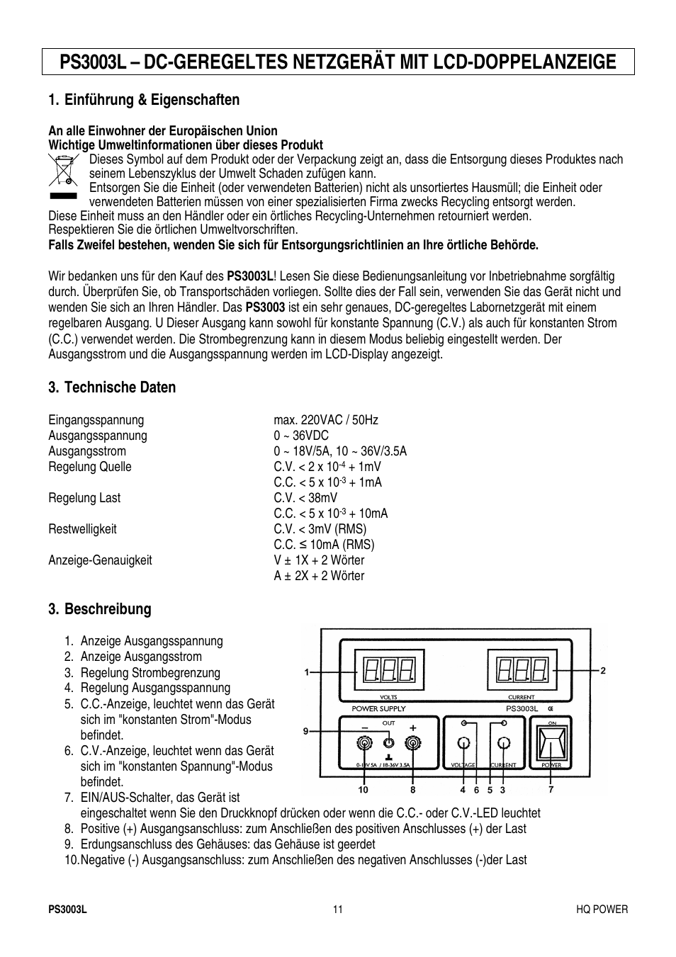 Velleman PS3003L User Manual | Page 11 / 12