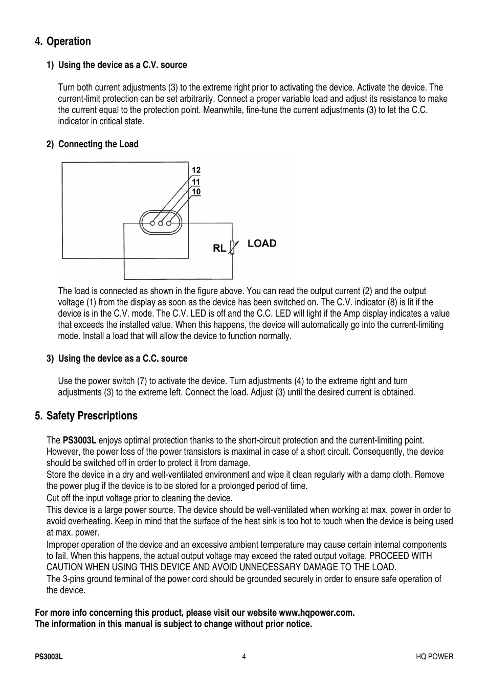 Velleman PS3003L User Manual | Page 4 / 12