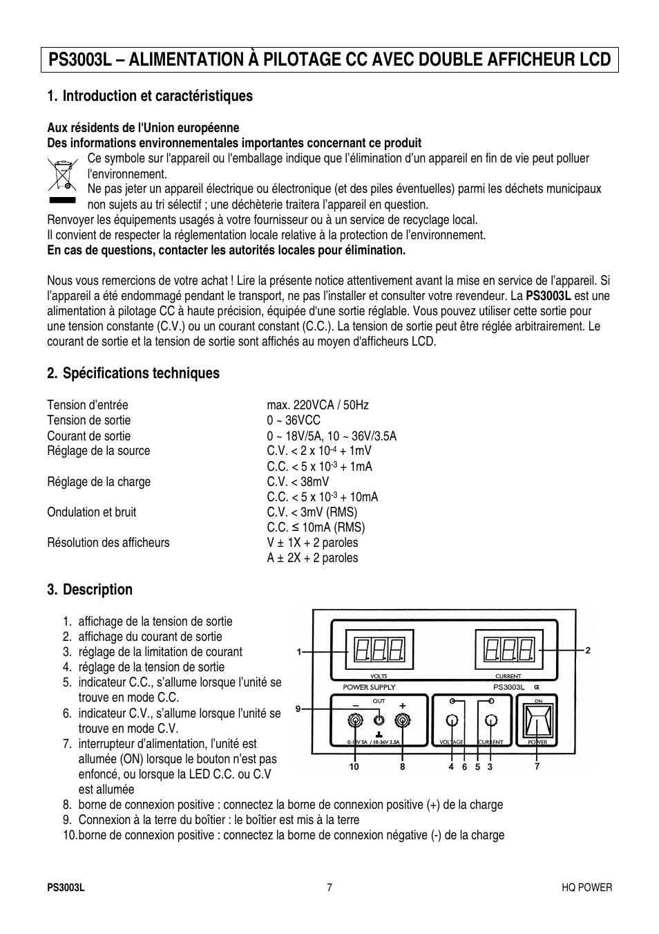 Velleman PS3003L User Manual | Page 7 / 12