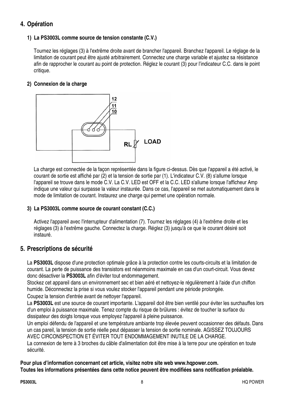 Velleman PS3003L User Manual | Page 8 / 12