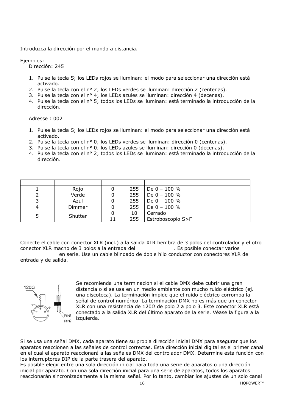 Control dmx | Velleman VDPLOW2403 User Manual | Page 16 / 23