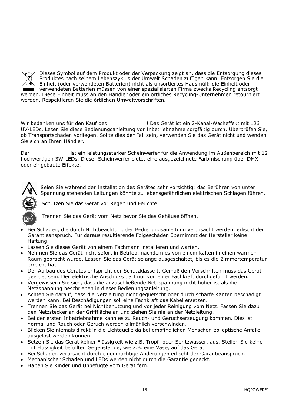 Led-sc, Cheinw, Werfer m | R für a mit fer, Anwen rnbed, Ndung ienun, G im au g, Ußenb, Ereich, Einf | Velleman VDPLOW2403 User Manual | Page 18 / 23
