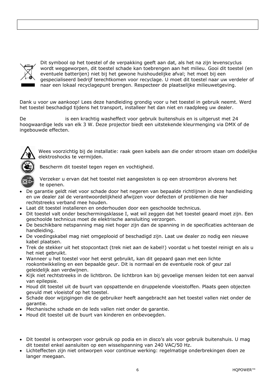 Washef, Ffect v, Voor b | Buiten, Nhuis, Met a, Afstan, Ndsbed, Dienin, Inle | Velleman VDPLOW2403 User Manual | Page 6 / 23