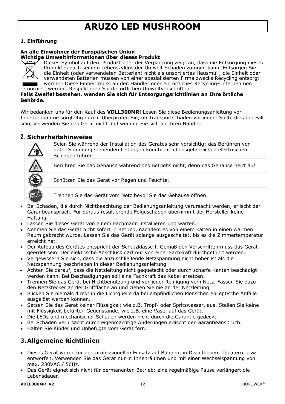 Uzo le, Ed mu, Ushro | Velleman VDLL300MR User Manual | Page 12 / 16