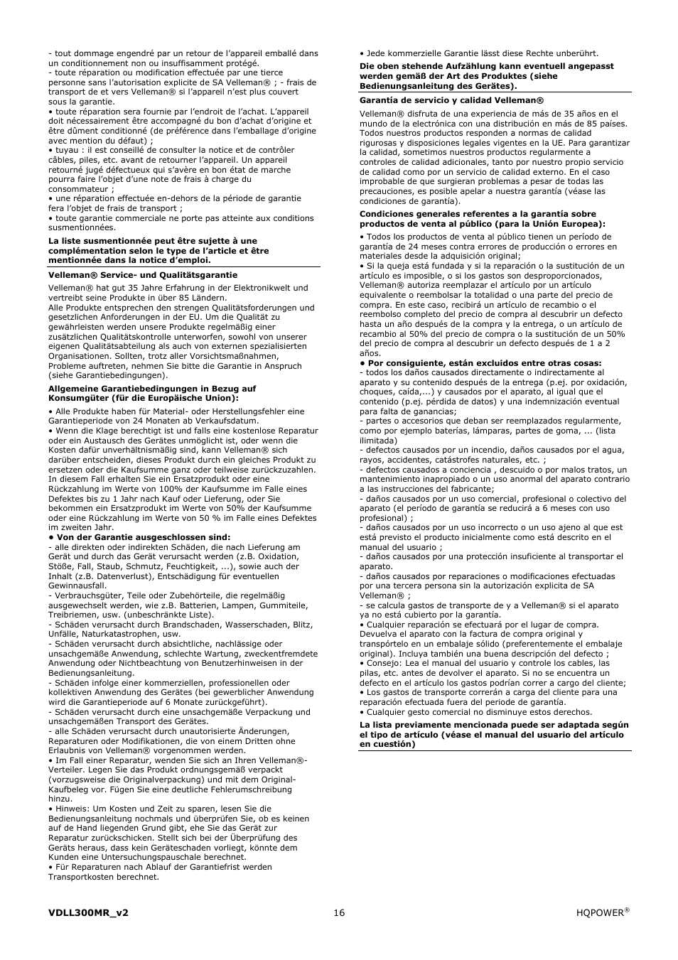 Velleman VDLL300MR User Manual | Page 16 / 16