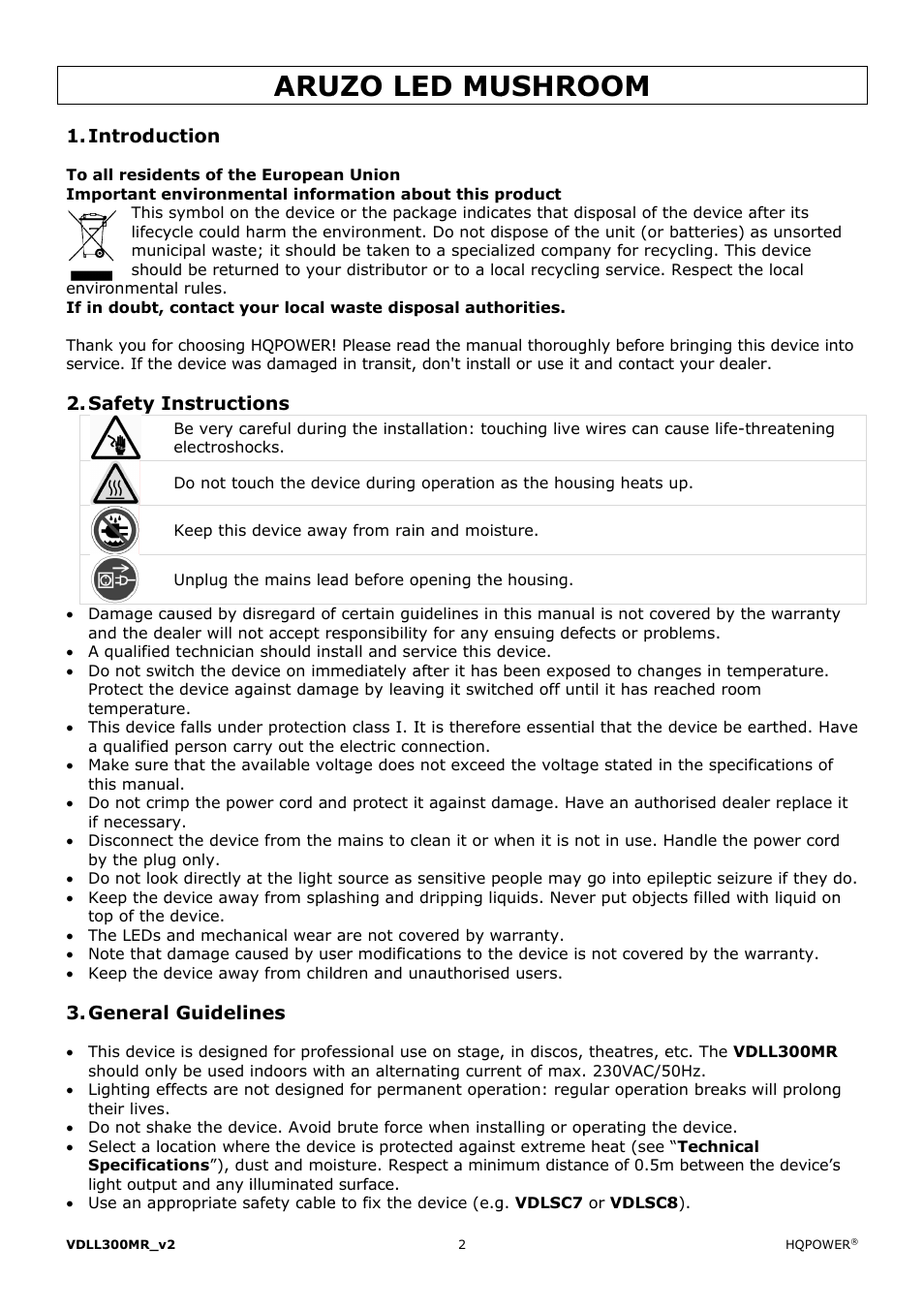 Uzo le, Ed mu, Ushro | Velleman VDLL300MR User Manual | Page 2 / 16