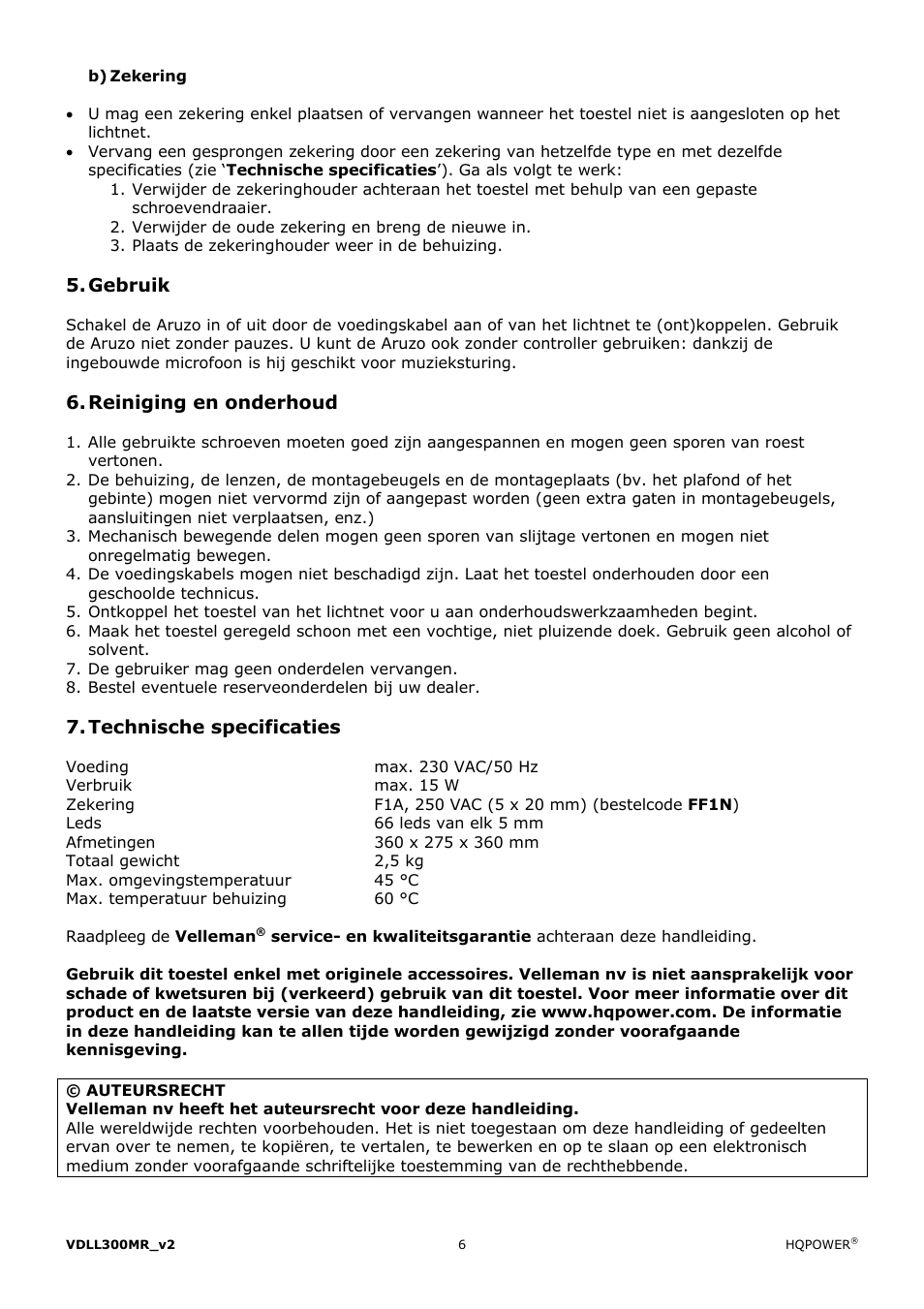 Velleman VDLL300MR User Manual | Page 6 / 16