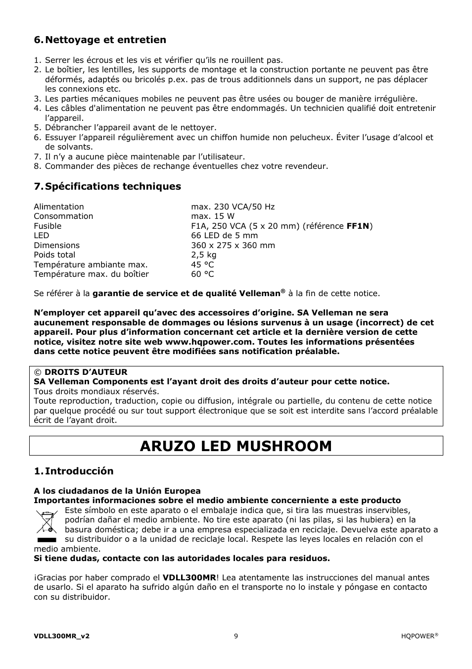 Uzo le, Ed mu, Ushro | Velleman VDLL300MR User Manual | Page 9 / 16