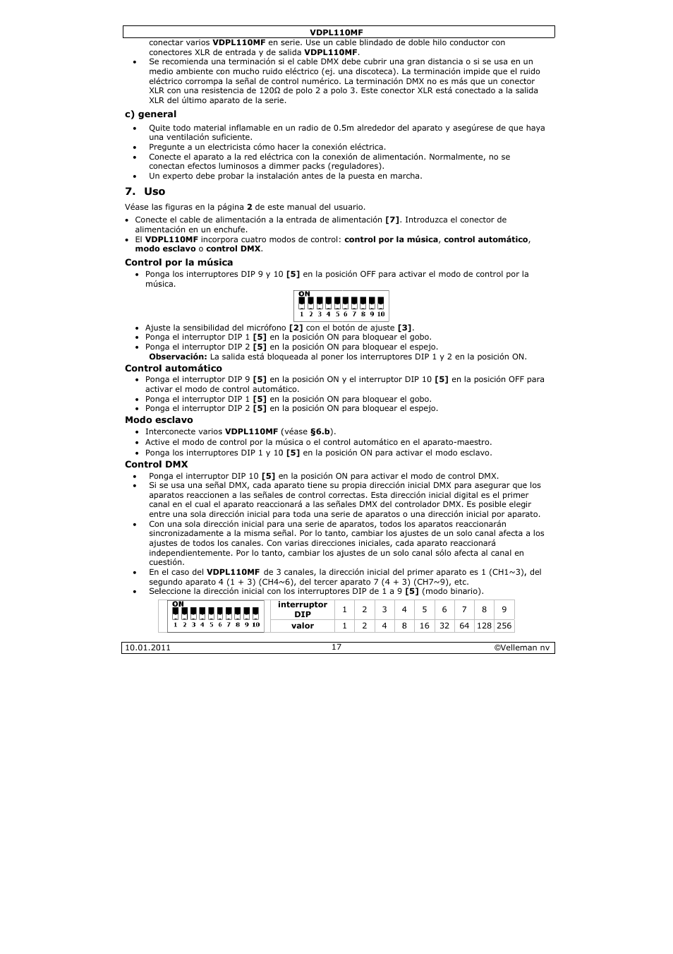 Velleman VDPL110MF User Manual | Page 17 / 24