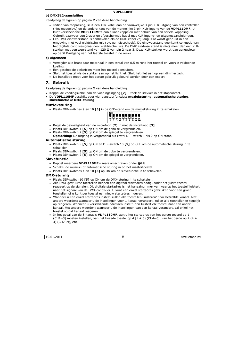 Velleman VDPL110MF User Manual | Page 9 / 24