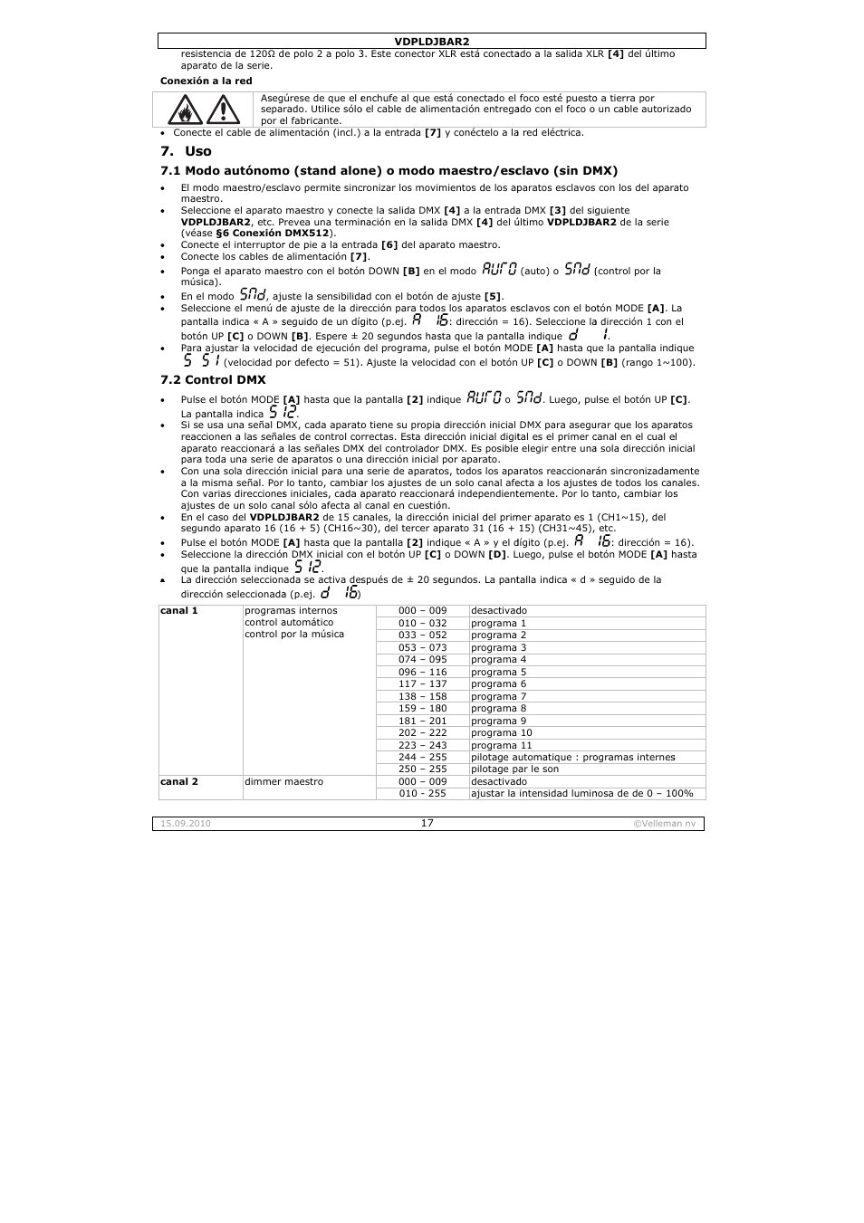 Velleman VDPLDJBAR2 User Manual | Page 17 / 24