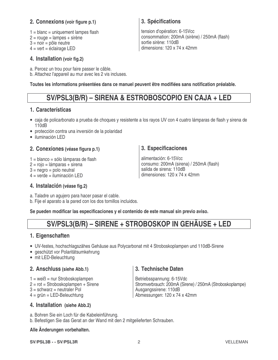 Velleman SV_PSL3B User Manual | Page 2 / 2