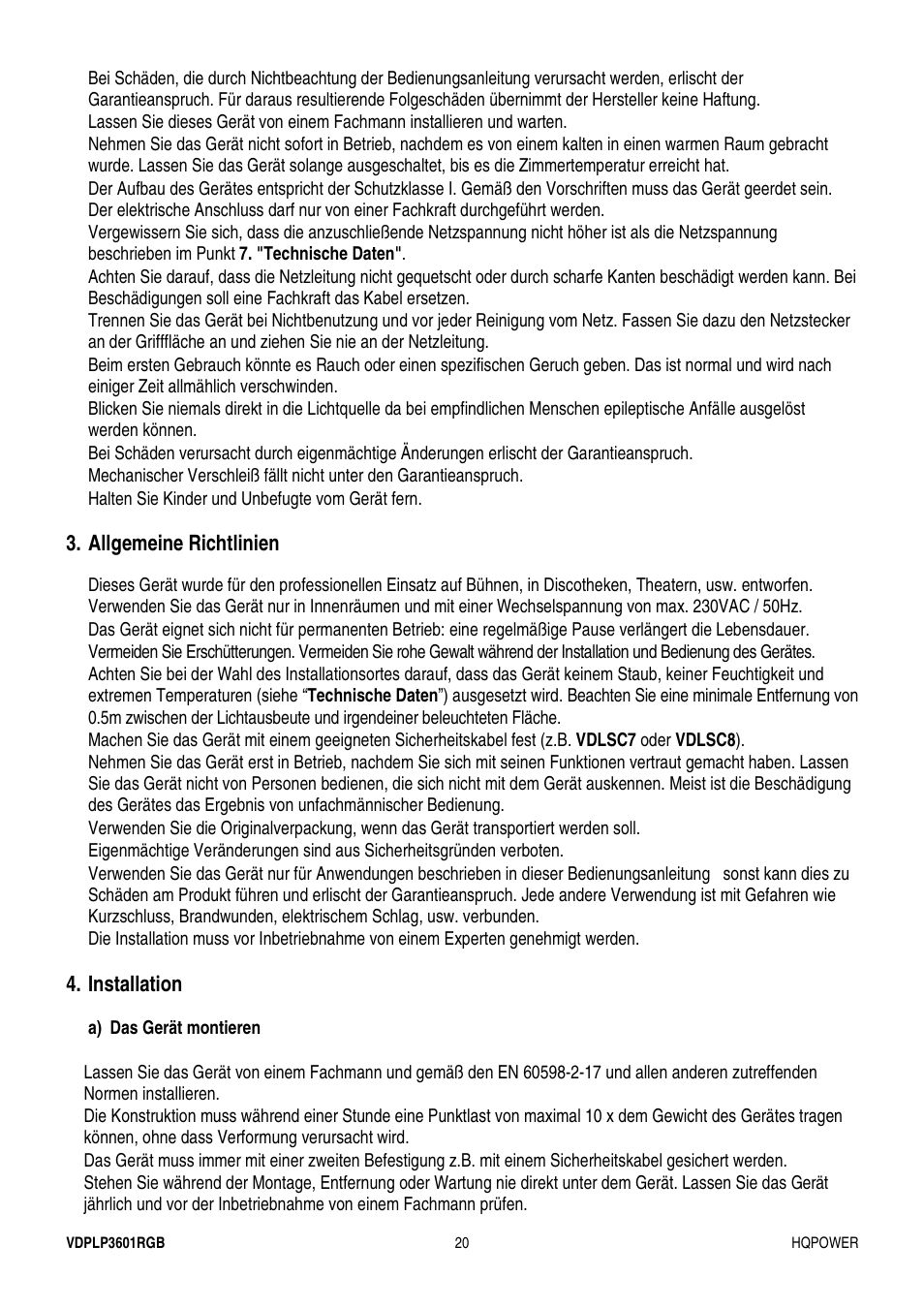 Velleman VDPLP3601RGB User Manual | Page 20 / 23