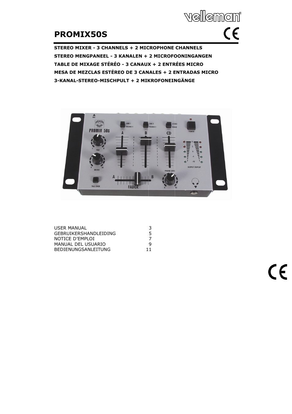 Velleman PROMIX50S User Manual | 14 pages