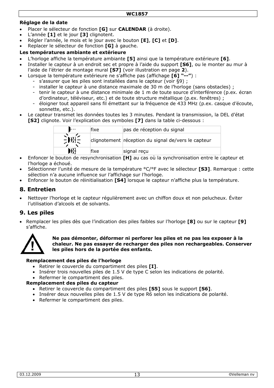 Velleman WC1857 User Manual | Page 13 / 26