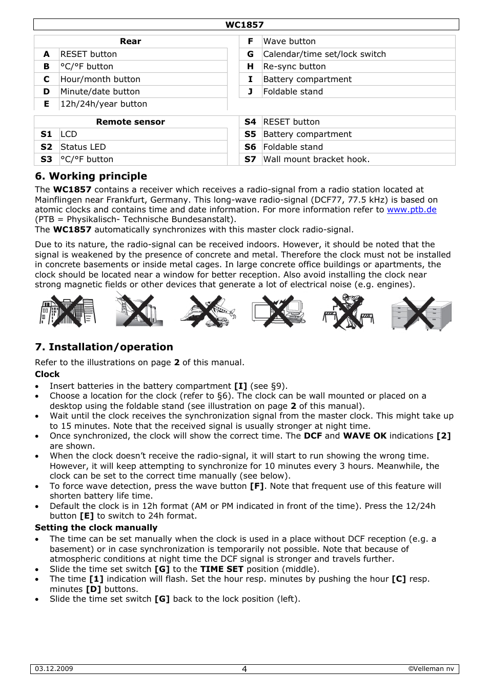 Working principle, Installation/operation | Velleman WC1857 User Manual | Page 4 / 26