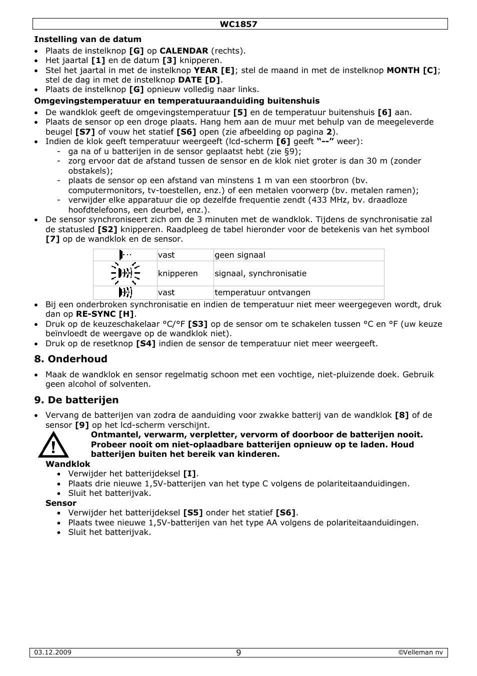 Velleman WC1857 User Manual | Page 9 / 26