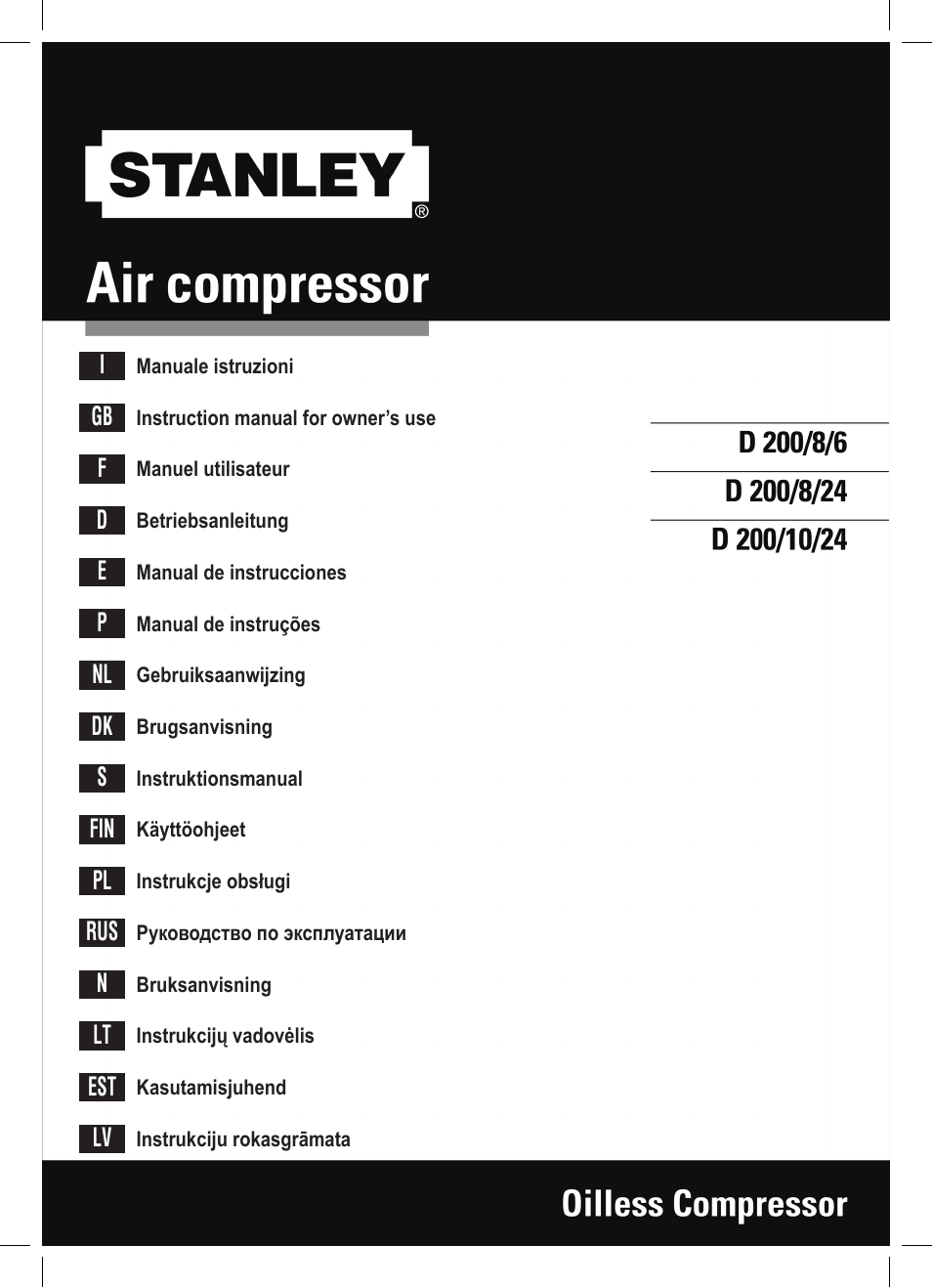 Stanley D 200/8/6 User Manual | 80 pages