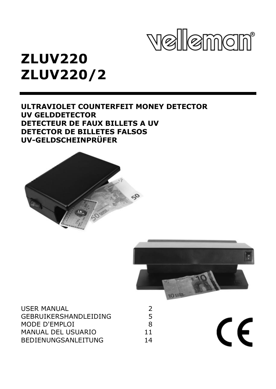 Velleman ZLUV220 User Manual | 18 pages