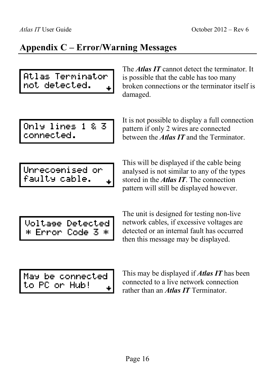 Appendix c – error/warning messages | Velleman UTP05 User Manual | Page 17 / 19