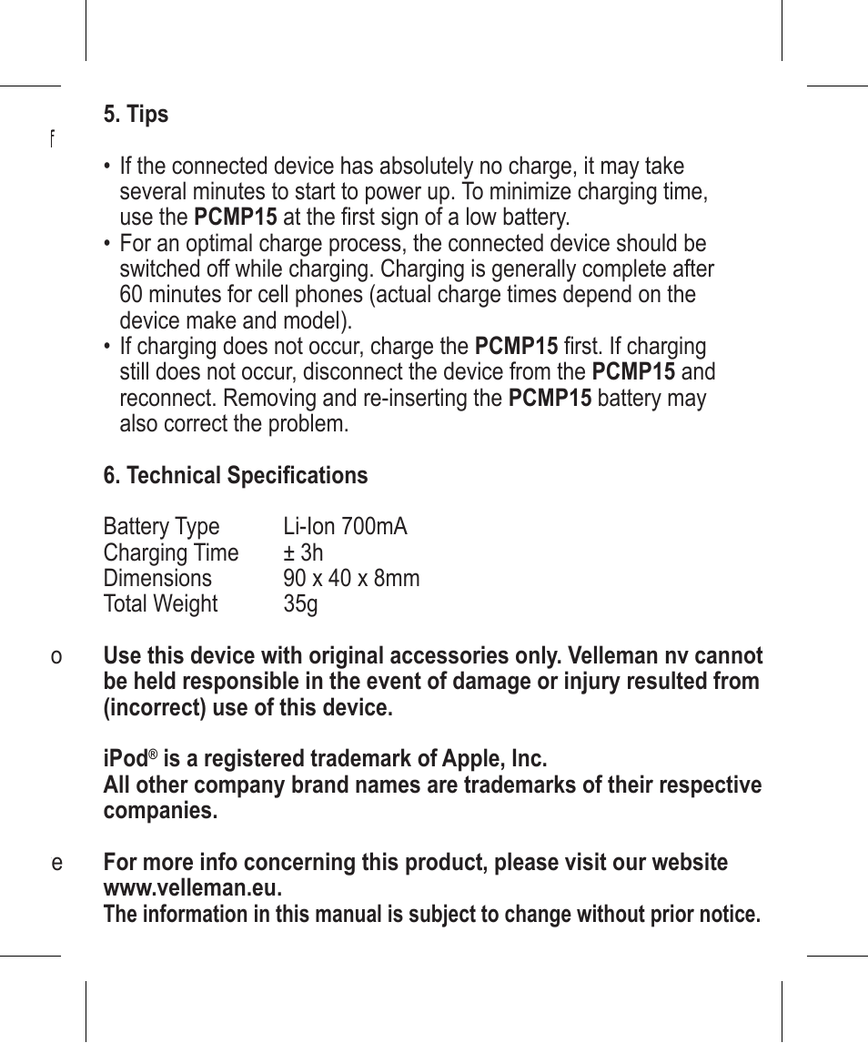 Velleman PCMP15 User Manual | Page 5 / 24