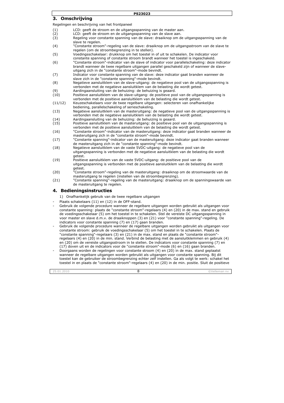 Velleman PS23023 User Manual | Page 8 / 20