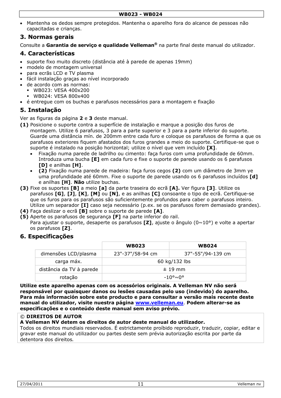 Velleman WB023 User Manual | Page 11 / 14