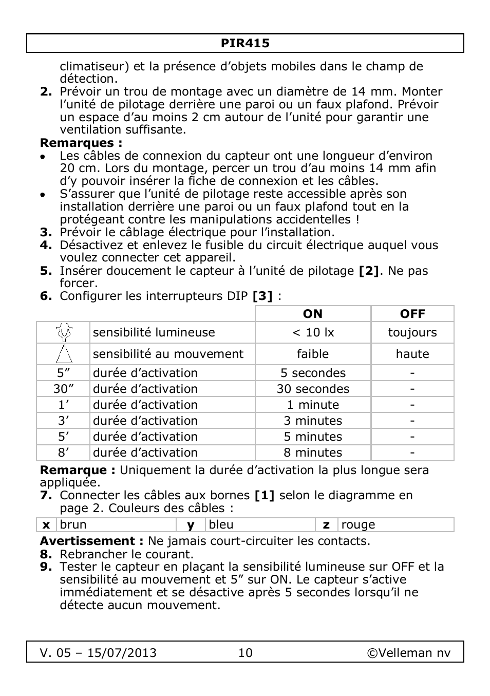 Velleman PIR415 User Manual | Page 10 / 22