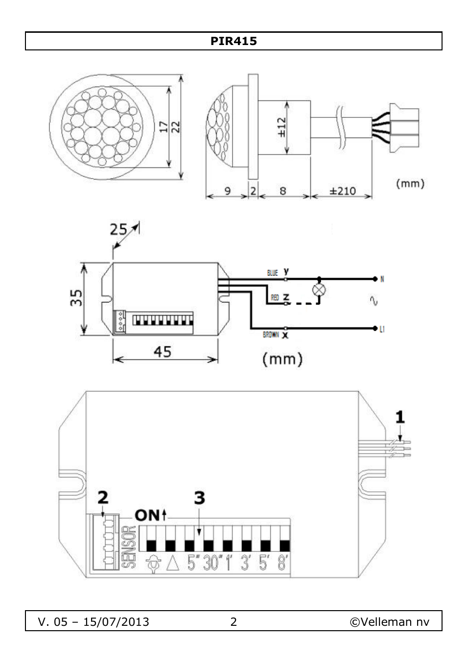 Velleman PIR415 User Manual | Page 2 / 22