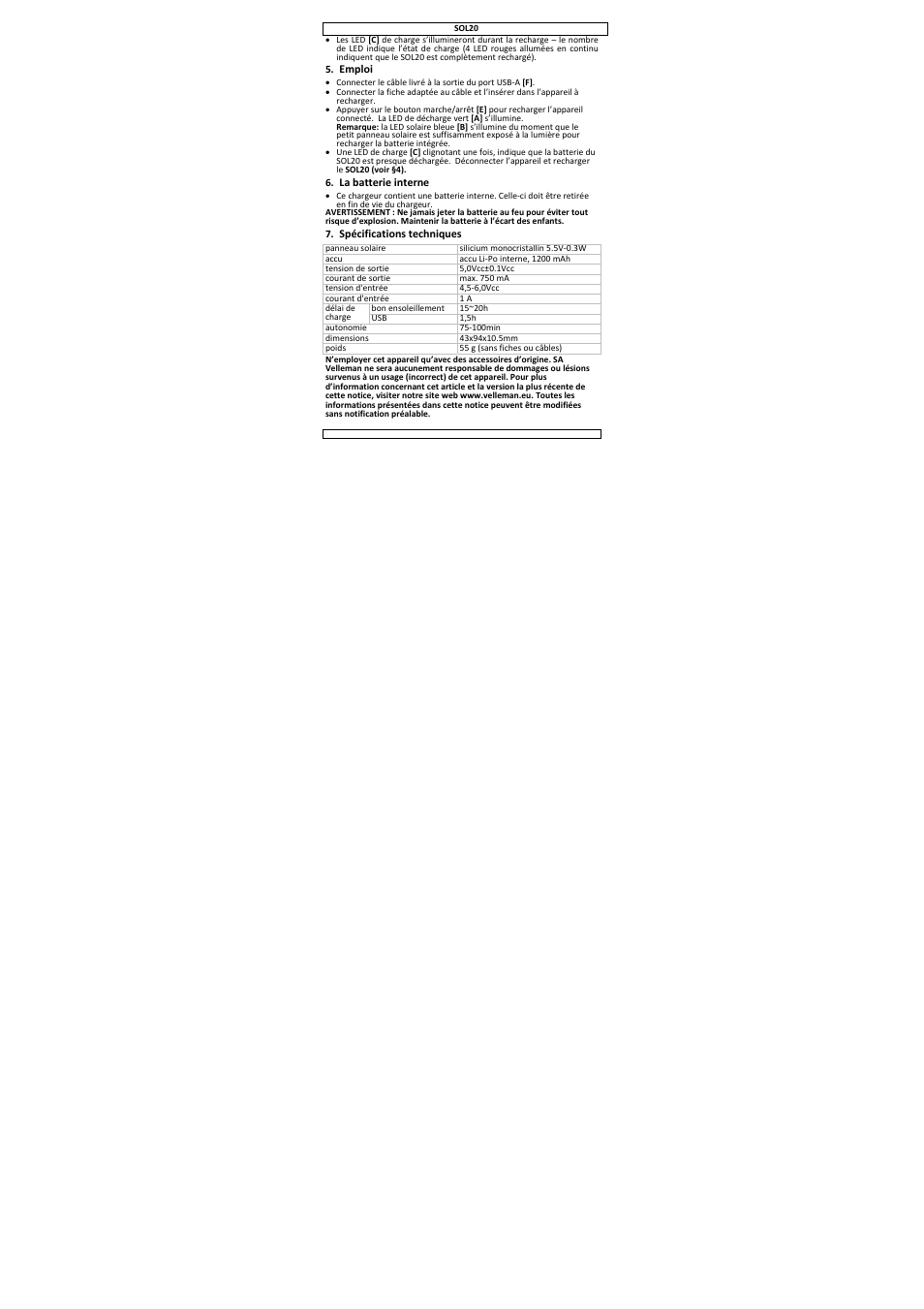 Velleman SOL20 User Manual | Page 10 / 23