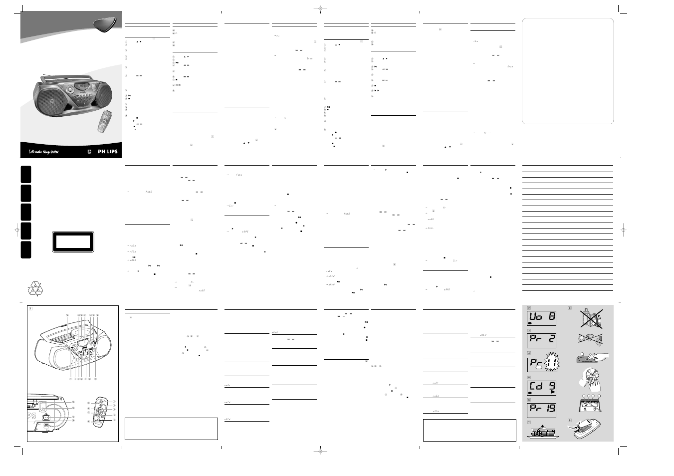 Volume search preset tuning repea t shuffle search, Audio | Philips AZ1515 User Manual | Page 2 / 10