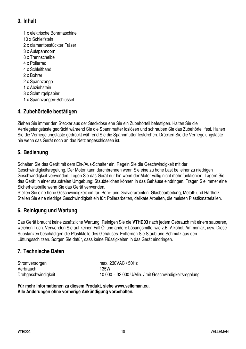 Velleman VTHD04 User Manual | Page 10 / 10