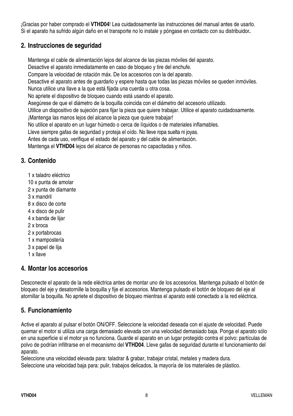Velleman VTHD04 User Manual | Page 8 / 10
