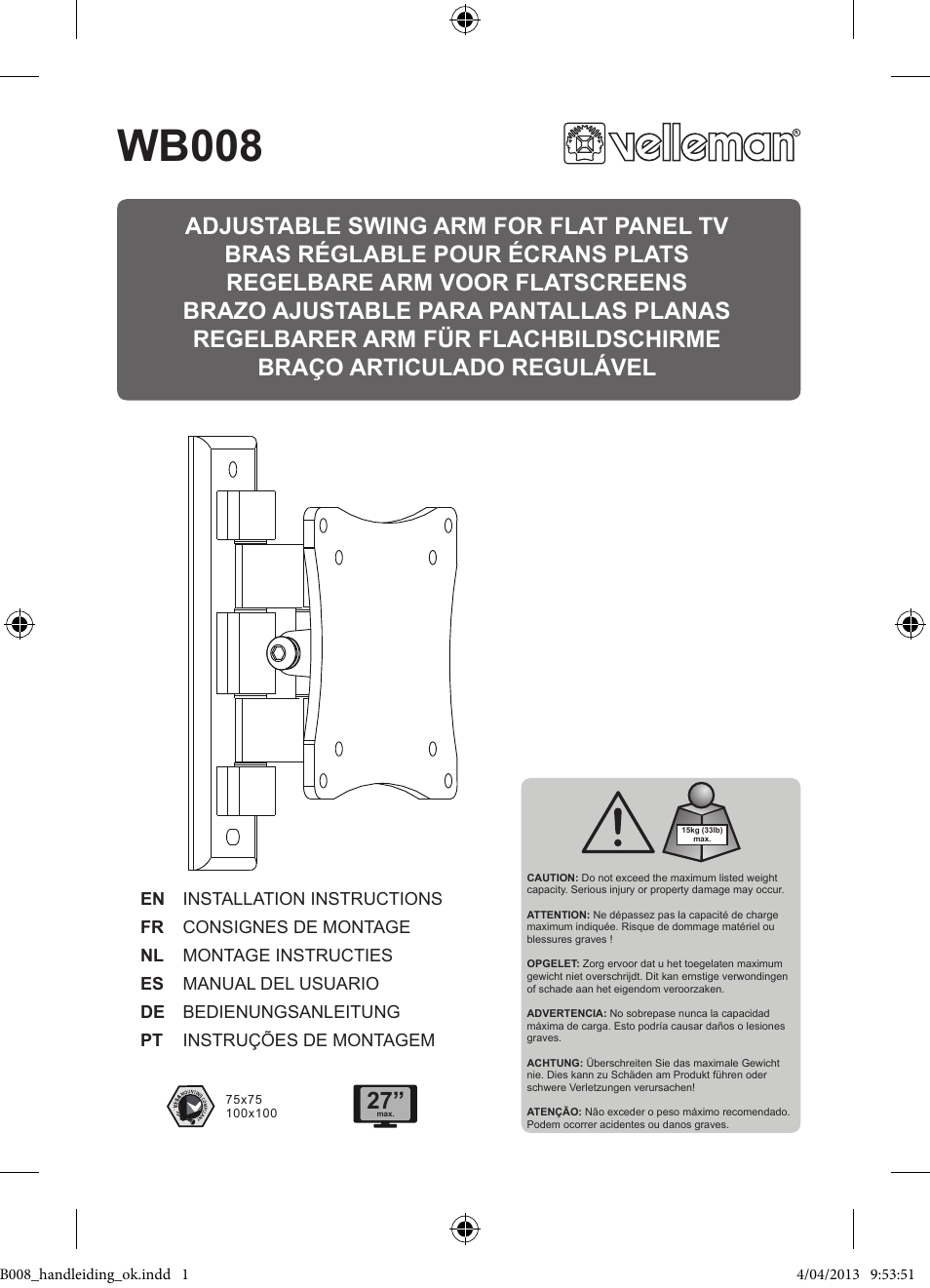 Velleman WB008 User Manual | 11 pages